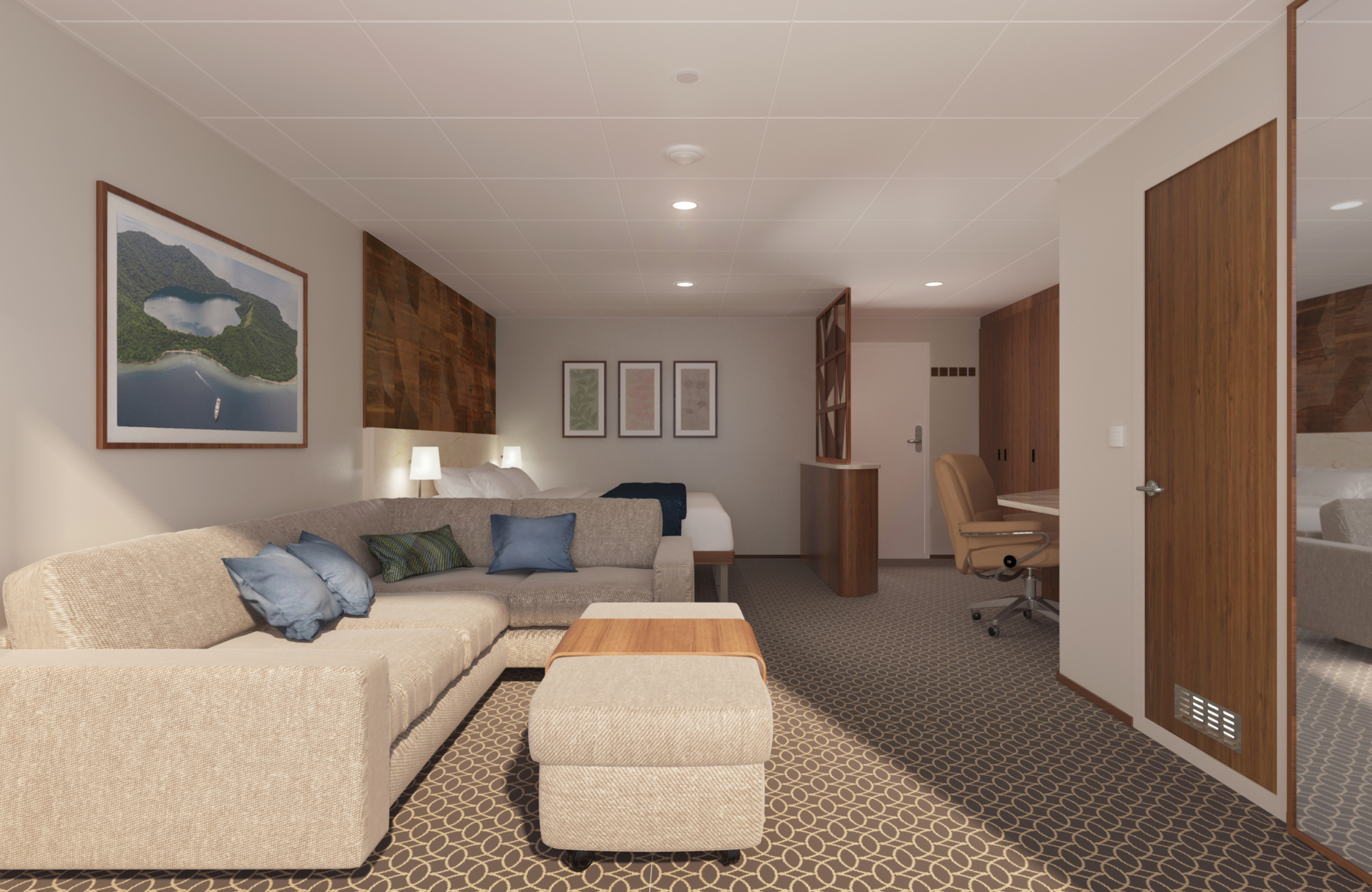 Coral Expeditions - Coral Geographer - Accommodation - Suite - Lounge View A.jpg